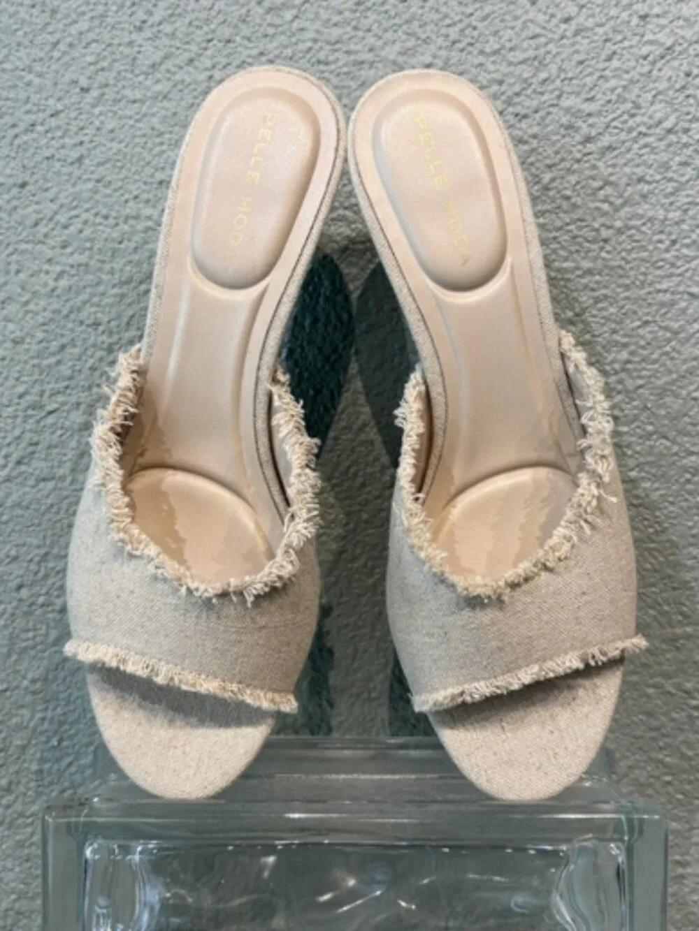 Pelle Moda Unia Natural Frayed Linen Heel - Picture 3 of 4
